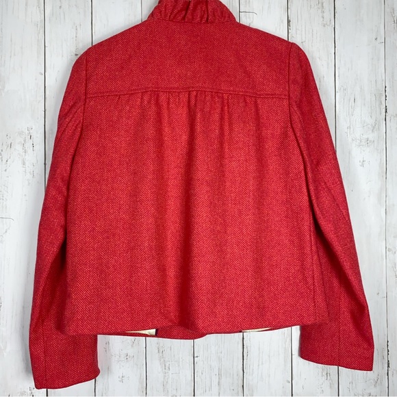 J. Crew Womens Blazer Jacket Size 0 Wool Ruffles Coral Red 3 Button - Picture 5 of 11